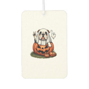 Funny English Bulldog Ghost Boo Halloween Womens M Car Air Freshener
