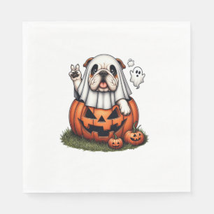 Funny English Bulldog Ghost Boo Halloween Womens M Napkin