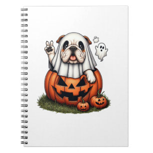 Funny English Bulldog Ghost Boo Halloween Womens M Notebook