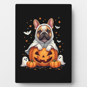 Funny English Bulldog Ghost Boo Halloween Womens M Plaque