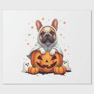 Funny English Bulldog Ghost Boo Halloween Womens M Wrapping Paper