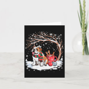 Funny English Bulldog In The Snow Tree Christmas W Card