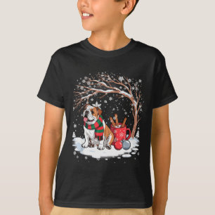 Funny English Bulldog In The Snow Tree Christmas W T-Shirt
