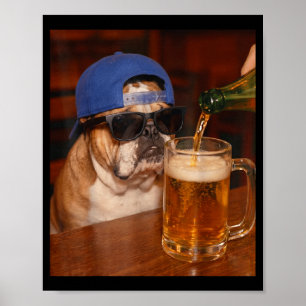 Funny English Bulldog Meme Drinking Beer Dog Dad Poster