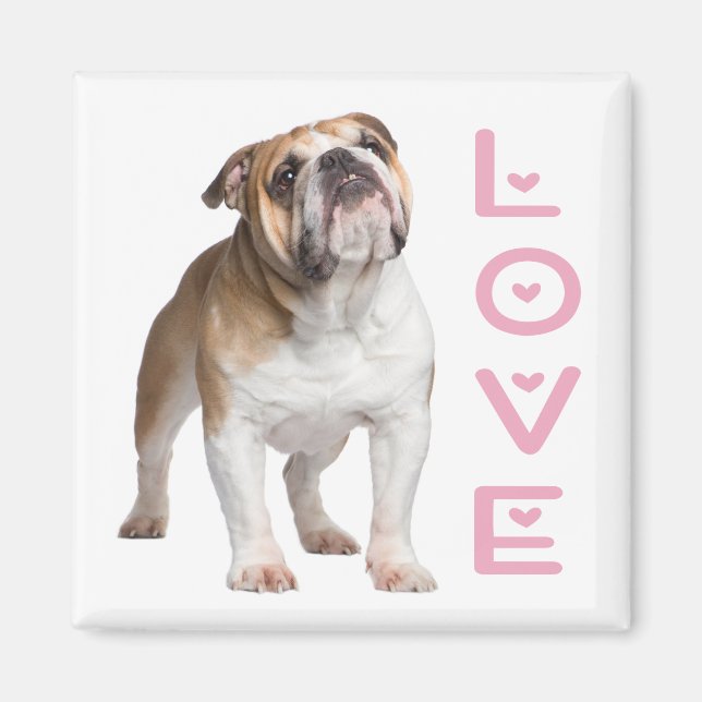 Funny English Bulldog Mum Love Puppy Dog  Magnet (Front)