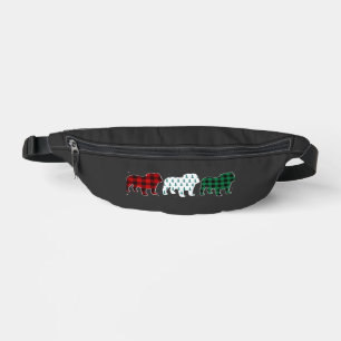 Funny English Bulldog Red Plaid Christmas Dog Love Bum Bags