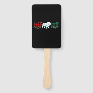 Funny English Bulldog Red Plaid Christmas Dog Love Hand Fan