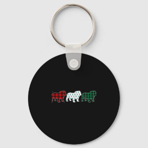 Funny English Bulldog Red Plaid Christmas Dog Love Key Ring