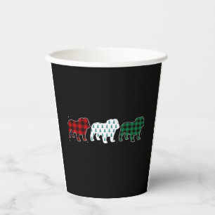 Funny English Bulldog Red Plaid Christmas Dog Love Paper Cups