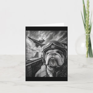 Funny English Bulldog Selfie Fighter Jet Lot Aviat Card