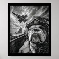 Funny English Bulldog Selfie Fighter Jet Lot Aviat