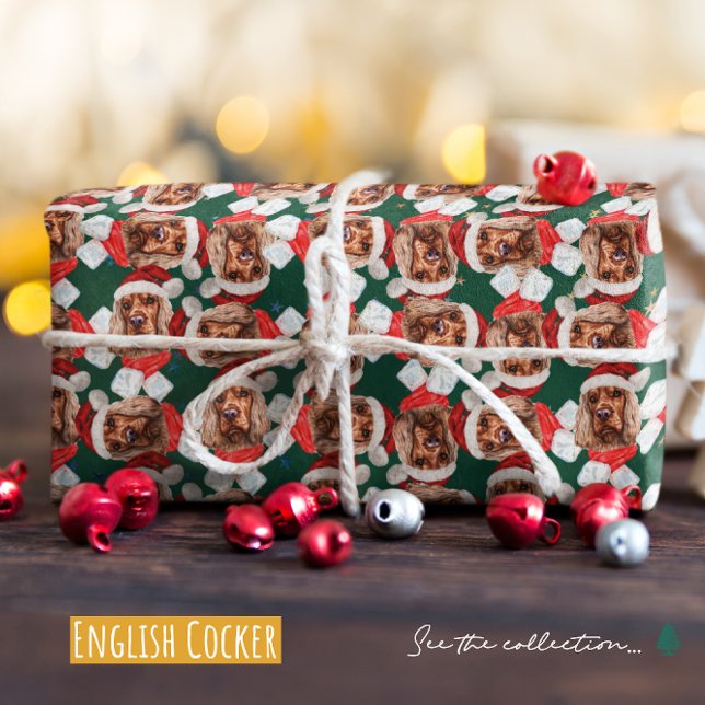 Funny English Cocker Christmas Pattern Wrapping Paper (Creator Uploaded)