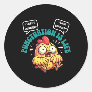 Funny English Grammar Problems Chicken Punctuation Classic Round Sticker