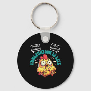 Funny English Grammar Problems Chicken Punctuation Key Ring