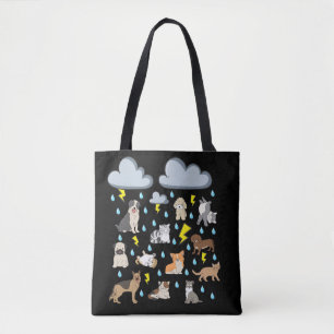 Funny English Idiom Raining Cats and Dogs Puppies  Tote Bag