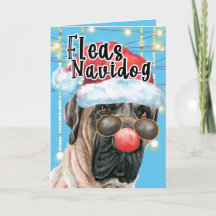 Funny English Mastiff Christmas fleas navidog