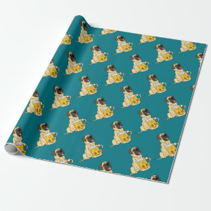 Funny English Mastiff Drinking Beer Wrapping Paper