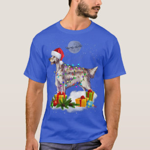 Funny English Setter Dog Christmas Lights Santa Ha T-Shirt