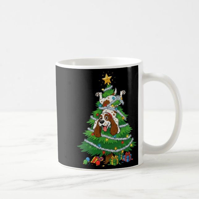 Funny English Springer Spaniel Dog Christmas Tree  Coffee Mug (Right)