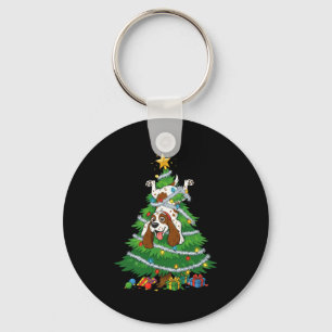 Funny English Springer Spaniel Dog Christmas Tree Key Ring