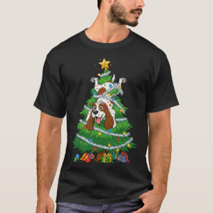 Funny English Springer Spaniel Dog Christmas Tree T-Shirt