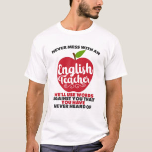 Funny English Teacher Humour Reading Books Vocabul T-Shirt