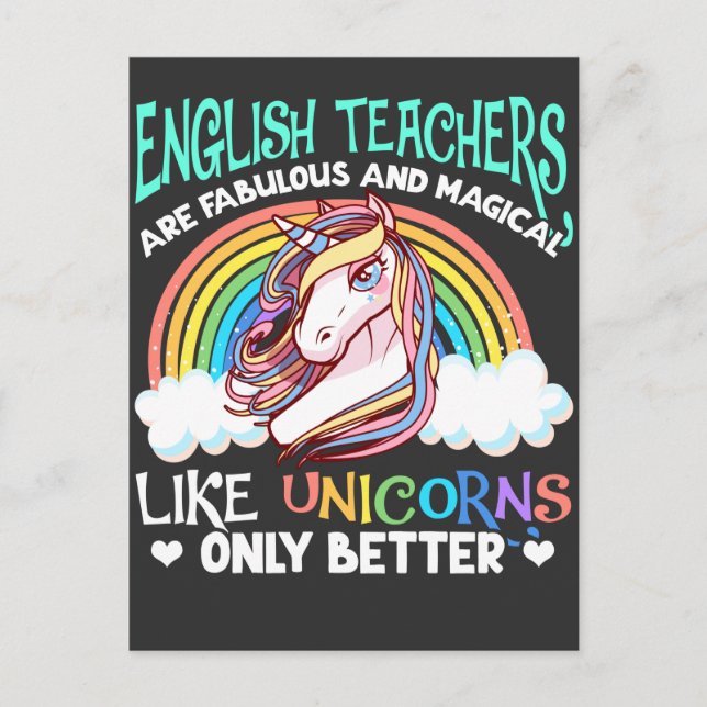 Funny English Teacher Magical Unicorn Lover Postcard (Front)