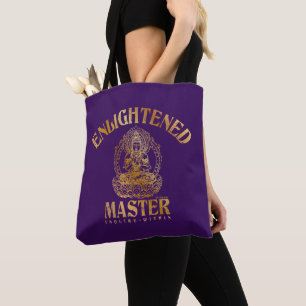 Funny "Enlightened Master" Faux Gold on Purple Tote Bag