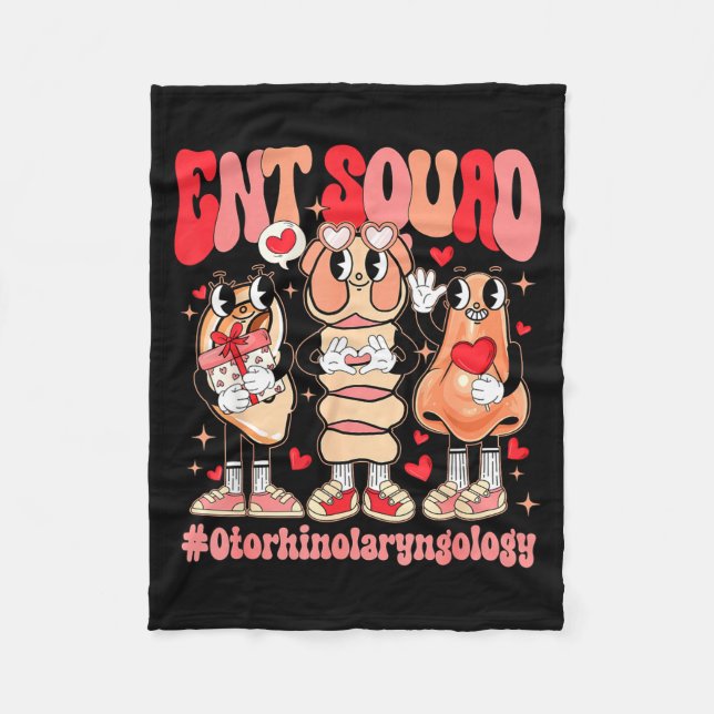 Funny Ent Squad Otolaryngologist Ent Valentines Da Fleece Blanket (Front)