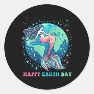 Funny Environment Cute Tail Mermaid Colourful Happ Classic Round Sticker