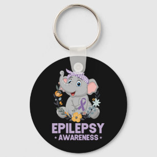 Funny Epilepsy Awareness Flower Elephant Ribbon 1 Key Ring