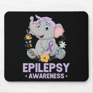 Funny Epilepsy Awareness Flower Elephant Ribbon 1 Mouse Mat