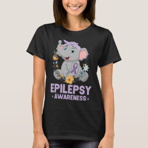 Funny Epilepsy Awareness Flower Elephant Ribbon 1 T-Shirt