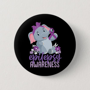 Funny Epilepsy Awareness Flower Elephant Ribbon  6 Cm Round Badge