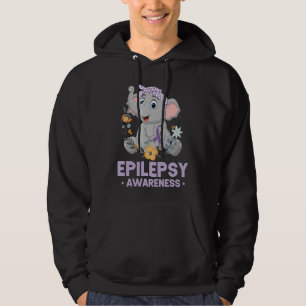 Funny Epilepsy Awareness Flower Elephant Ribbon Hoodie