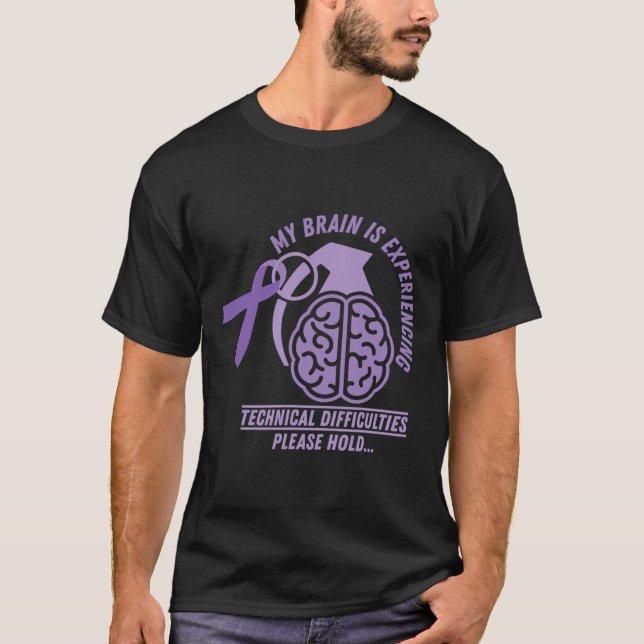 Funny Epilepsy Awareness My Brain Technical Diffic T-Shirt (Front)