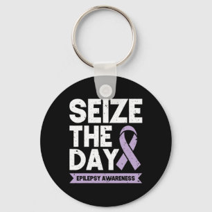 Funny Epilepsy Awareness Seize The Day Ribbon  Key Ring