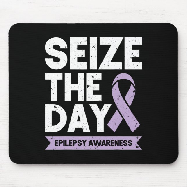 Funny Epilepsy Awareness Seize The Day Ribbon  Mouse Mat (Front)