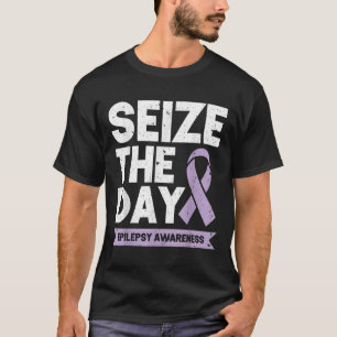 Funny Epilepsy Awareness Seize The Day Ribbon T-Shirt