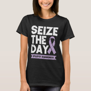 Funny Epilepsy Awareness Seize The Day Ribbon T-Shirt