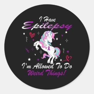 Funny Epilepsy Awareness Unicorn Purple I Have Epi Classic Round Sticker