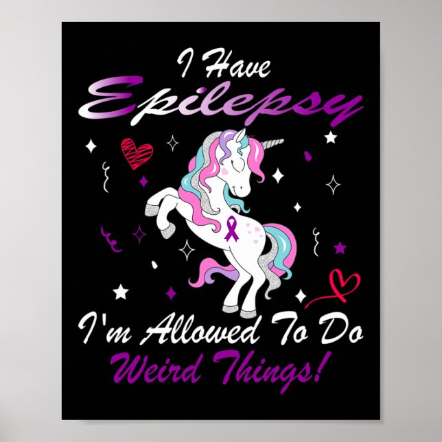 Funny Epilepsy Awareness Unicorn Purple I Have Epi Poster (Front)