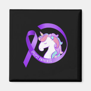 Funny Epilepsy Awareness Unicorn Ribbon 1 Magnet