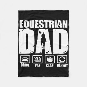Funny Equestrian Dad Horse Rider Father Humour Fat Fleece Blanket