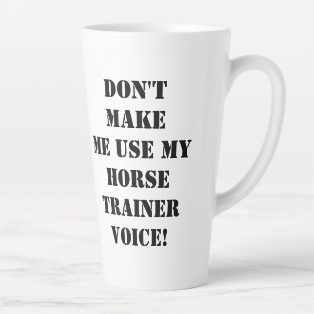 Funny equestrian horse trainer customise name latte mug (Right)