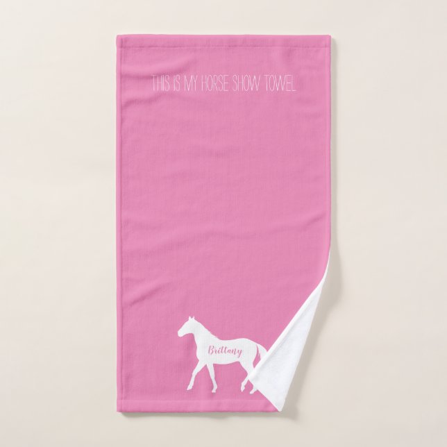 Funny Equestrian Pink Name Horse Show Hand Towel (Hand Towel)