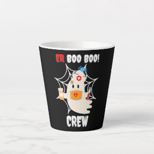 Funny ER Boo Boo Crew Nurse Halloween Cute Ghost Latte Mug