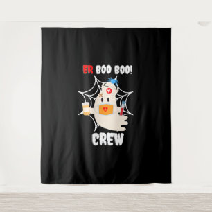 Funny  ER Boo Boo Crew Nurse Halloween Cute Ghost Tapestry