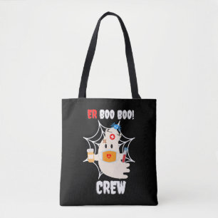 Funny ER Boo Boo Crew Nurse Halloween Cute Ghost Tote Bag