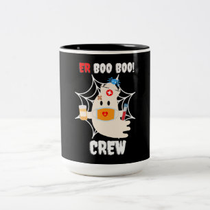 Funny  ER Boo Boo Crew Nurse Halloween Cute Ghost Two-Tone Coffee Mug